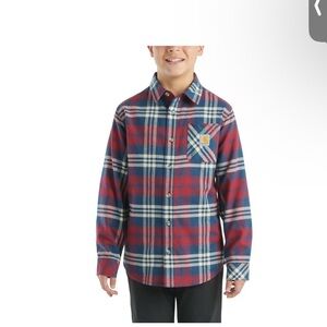 Carhartt Kids Button Down Plaid Shirt - Red and Blue